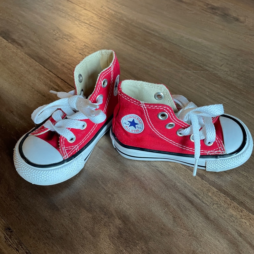 Converse Red and White High-Top Chuck Taylor Toddler Sneakers